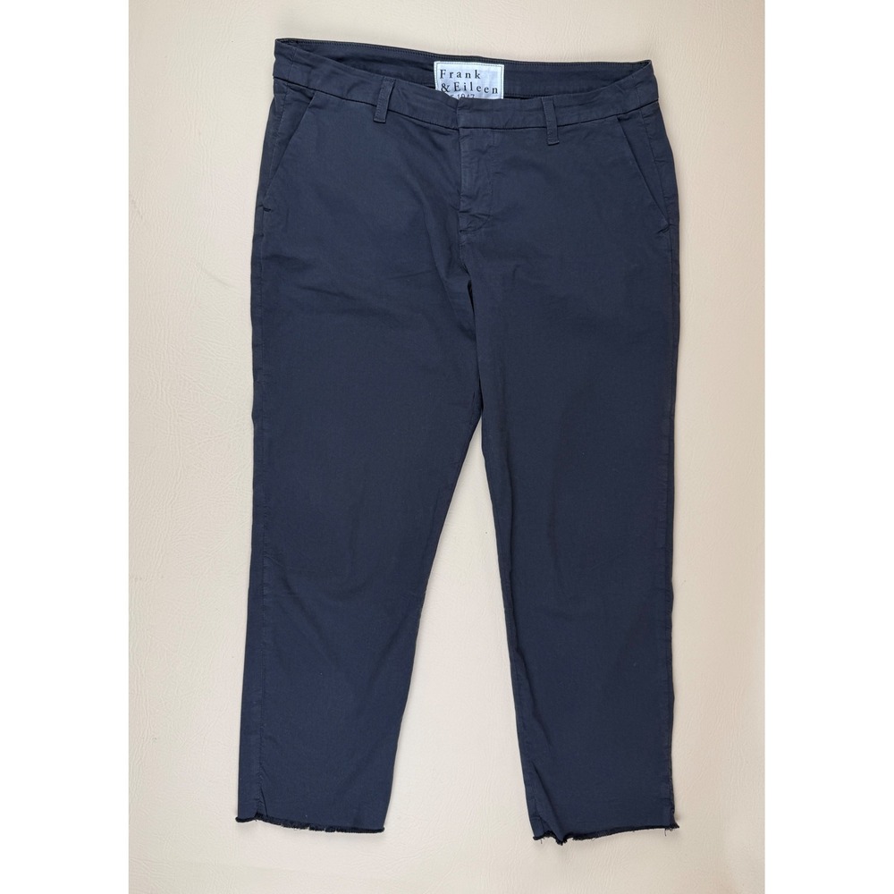 Frank & Eileen 12 Wicklow Pants Navy Cotton Raw Hem Chinos
